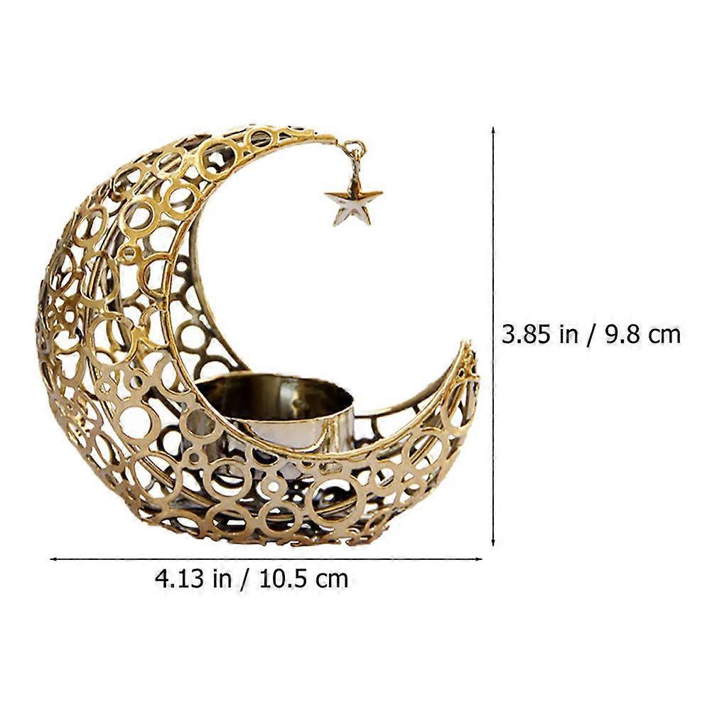 Moon Candle Holder Hollow Metal Candle Holder Candle Desktop Stand Ornament less