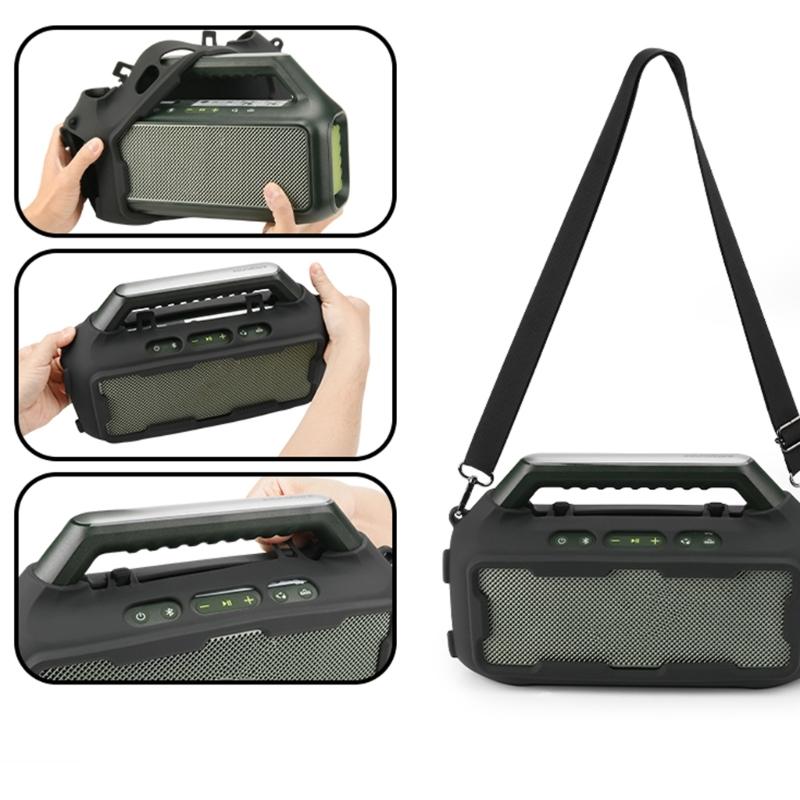 Shockproof Silicone Cover Protective Sleeve Case For Boom 2 Wireless Speaker Featuring Metal Buckle Strap