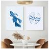 Retro Sea Animal Cyanea Jellyfish Squid Shark Minimalist Art Poster Canvas Painting Wall Prints Picture Living Room Home Decor