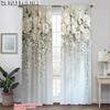 2pcs, Popular Curtains 2D print Elegant White Flowers Polyester Easy Install (without rod) Room Decor Perfect for Bedroom,