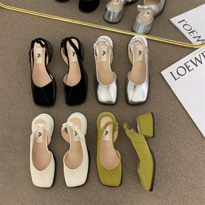 Temperamento retro bolso cabeza zapatos romanos tacón grueso tacones altos sandalias de verano para mujer pequeño aroma francés modelos nuevos para mujer 2025
