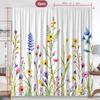 Watercolor Wildflower Curtains Set of 2 Rod Pocket Semi Sheer for Living Room Bedroom Decor