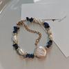 18K Real Gold Copper Chain Exquisite Irregular Natural Stone Lapis Lazuli Freshwater Pearl Beads Beaded Necklace for Women
