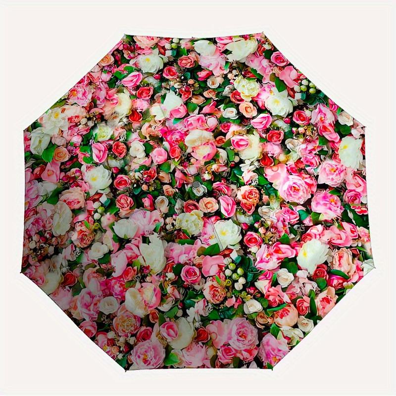 1pc Floral Wall Rose Garden Themed High-quality Umbrella,Automatic Opening and Closing Umbrella,Multi-functional Umbrella G0811305