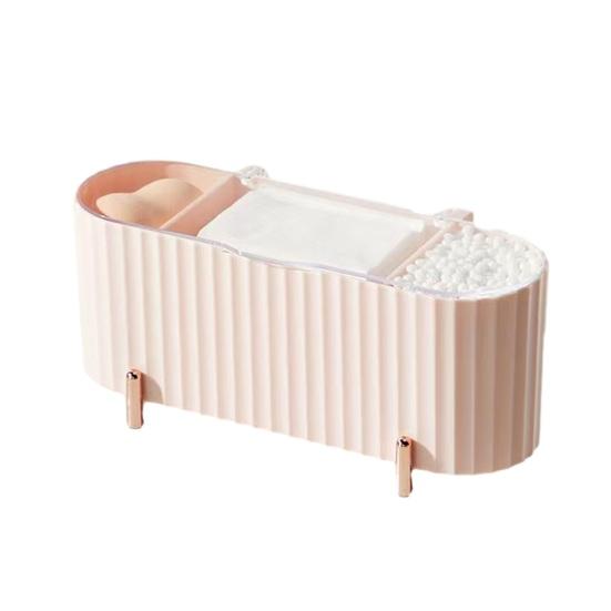 Kosmetik-Baumwoll-Aufbewahrungsbox mit durchsichtigem Deckel Staubdicht Großes Fassungsvermögen 3 Fächer Wattestäbchen Wattepads Halter Organizer Behälter