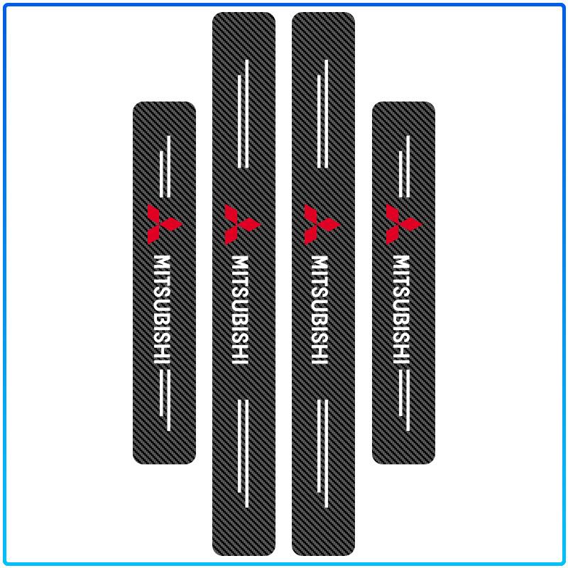 4Pcs Carbon Fiber Car Door Sill Protection Sticker Anti-scratch Refit For Mitsubishi Lancer 7 8 I200 Pajero Montero Sport Outlander ASX Mirage Eclipse