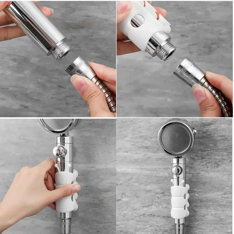 Movable Shower Head Holder With Suction Cup Adjustable Reusable Silicone Punch-Free Shower Holder Bathroom Hooks Accessories