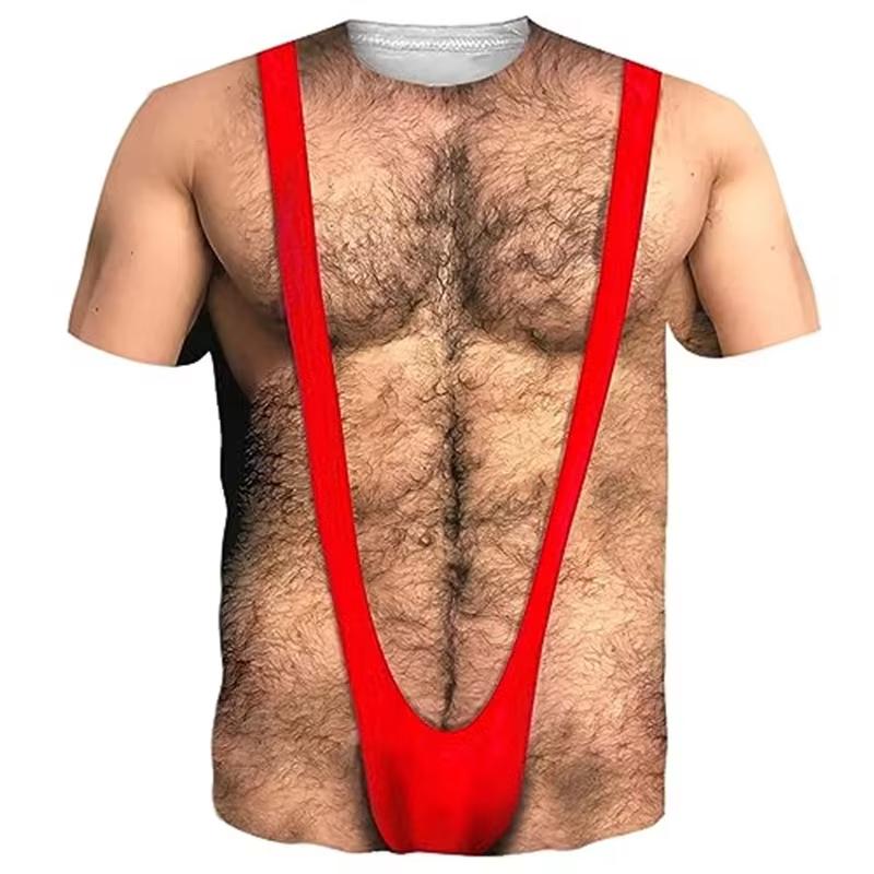 Hairy Chest Men T Shirt 3d Printed Muscle Fake Abs T-shirt Cosplay Costume Tee Shirts Summer Women T-shirt Clothing T-shirt