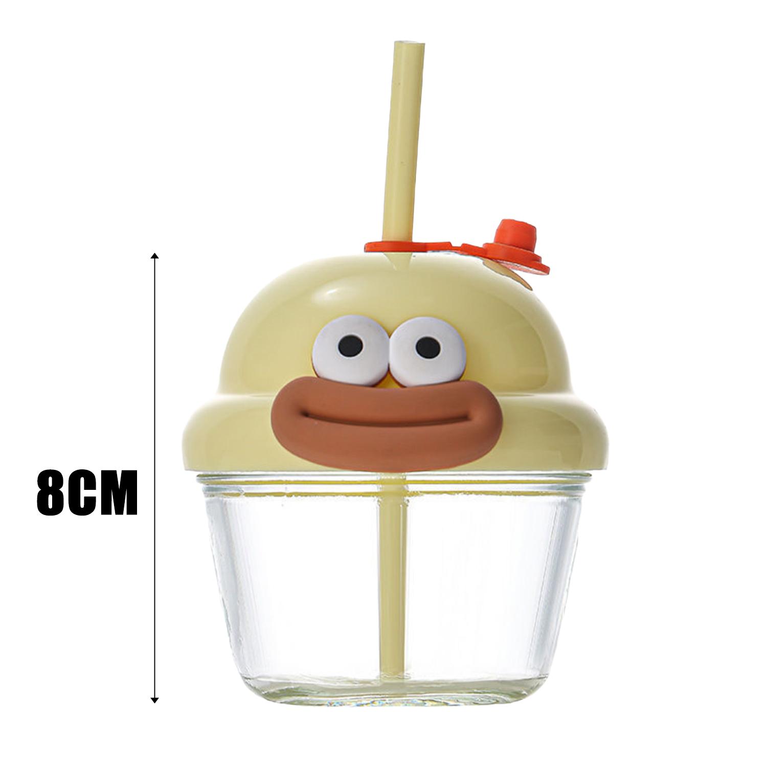 

Мини Мультяшный Стакан с Соломинкой Прозрачный Портативный Стакан для Питья для Детей Взрослых Сок Молоко Вода Дом Офис Школа Посуда для Напитков жёлтый