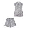 Suit Women's  New Fashion and Thin Jacquard Short-sleeved Top and Shorts Two-piece Trendy Set