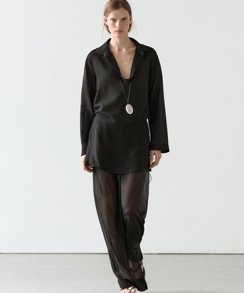 Masimodutti Fluid Contrast Silk Pants