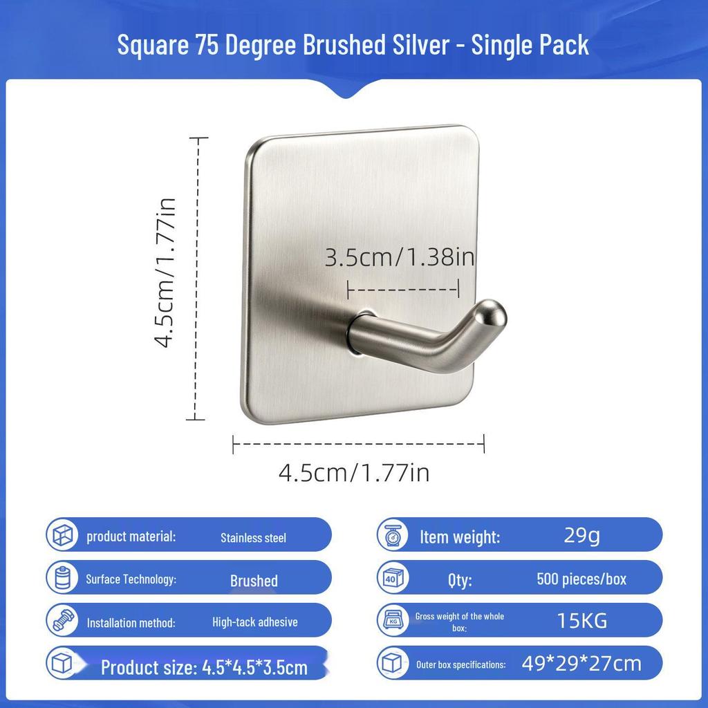 Punch-Free Strong Adhesive 304 Stainless Steel Wall Hook