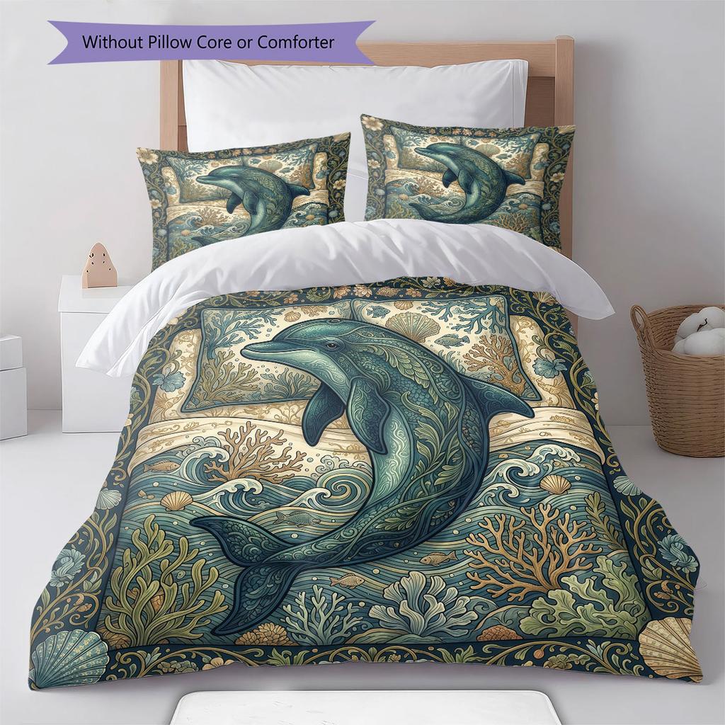 Sleeping fish Pattern Bedding Quilt Set Quilt Cover Pillowcase Home Decoration Birthday Gift (1 * duvet cover + 2 * pillowcase, without core)