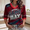 Camiseta de Fan de Fútbol para Mujer de Manga Tres Cuartos para Animación Diurna y Apoyo en el Estadio