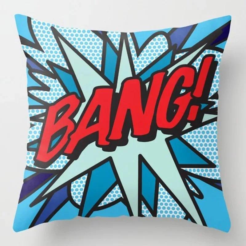 Home Decor Comic Style Dad! Boom! Bang! Yes! Pillows Pattern Cushion Cover Suitable For Sofa Bedroom Car Pillow Cover