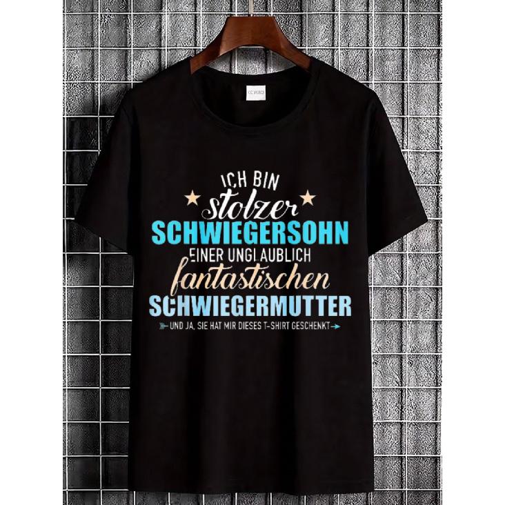 Black T Shirt with German Text Design for Son In Law Proud Of Fantastic Mother In Law Gift for Family Occasions S чёрный