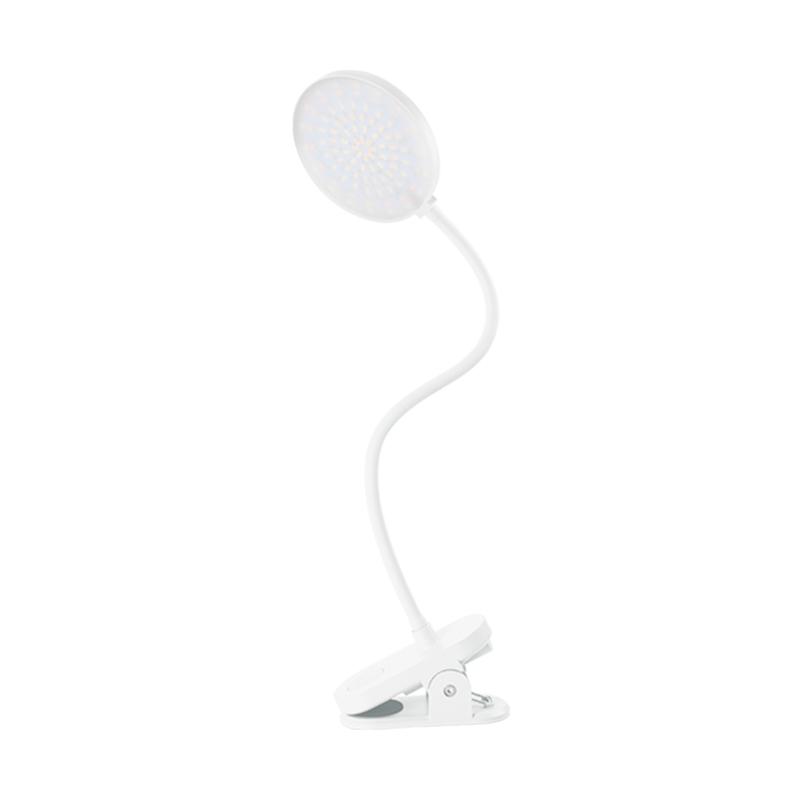 USB charging clip desk lamp bedside reading lamp with 3 color modes and adjustable brightness - White