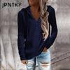 JPNTKY Damenmode Lässig Einfarbig Print Langarm Kapuzenpullover & Sweatshirts