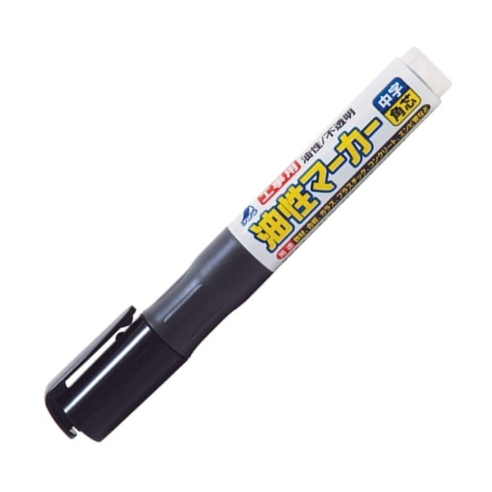 Shinwa Sokutei Construction Medium Chisel 78430 Oil-Based Marker, Tip, Nib, Black, чёрный