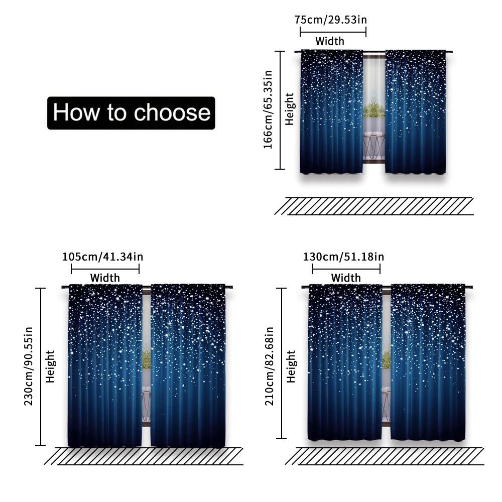 2Pcs Starry Night Sky Curtains Abstract Twinkles Dark Blue Curtains Suitble For Bedroom Living Room College Dorm