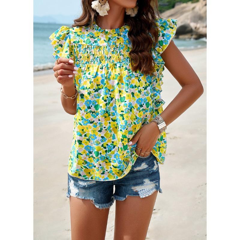 Female Summer Temperament Casual Printed Blouse Top