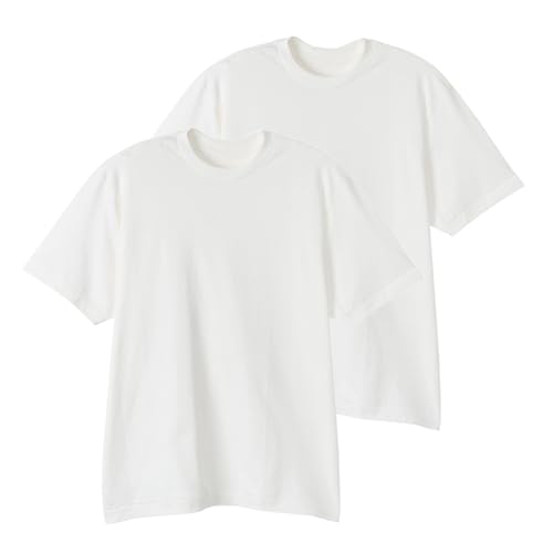Hanes Men's T-SHIRTS SHIRO Crew Neck T-Shirt 2-Pack, 100% Cotton Short Sleeve Undershirt Seamless Tagless HM1-D701-S