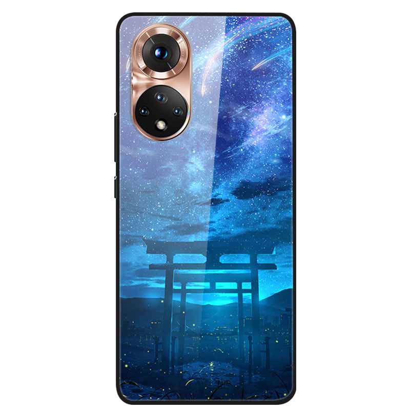 For Honor 50 Case Cartoon Tempered Glass Back Cover Hard Case For Huawei Honor 50 Pro Phone Cases NTH-AN00 NTH-NX9 Fundas Coque