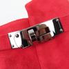 Hermes Short Boots JOUEUSE Kelly Metal Suede Leather Red Suede Leather 37.5 Used