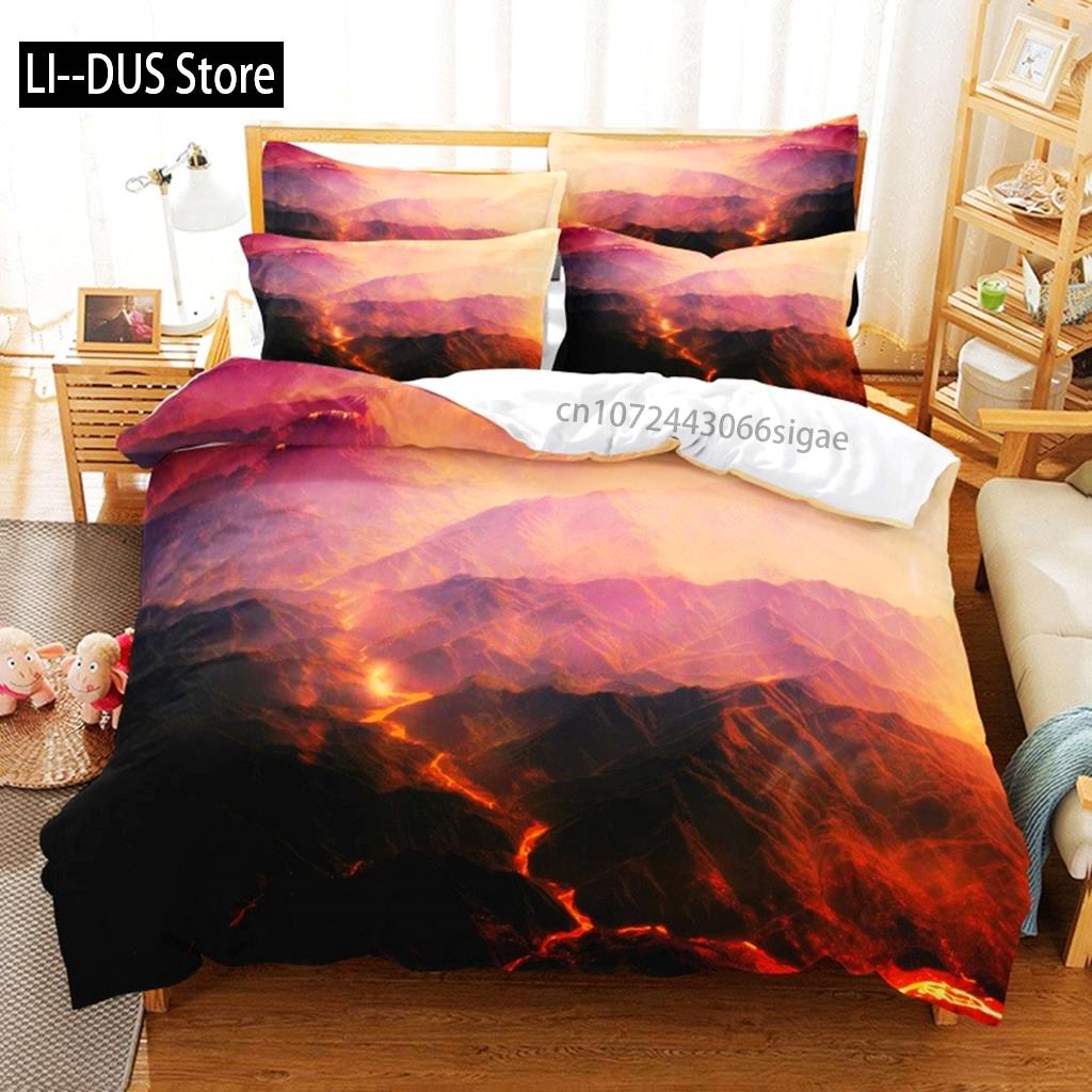 Bellissimo Paesaggio Set Biancheria da Letto Set Copripiumino Stampa Digitale 3D Set Biancheria da Letto Matrimoniale Design alla Moda