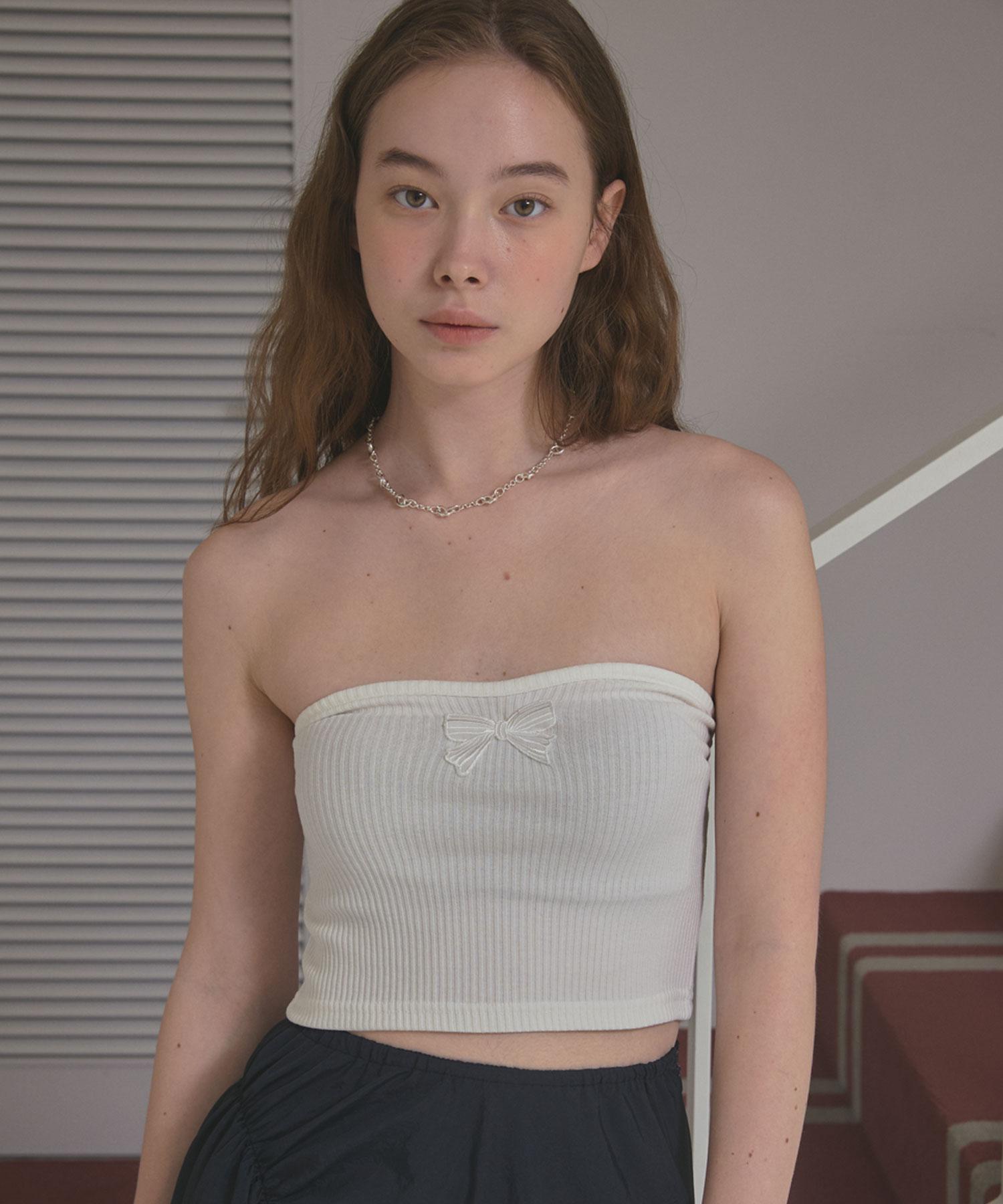Delaidy Dulce Ribbon Tube Top (White)