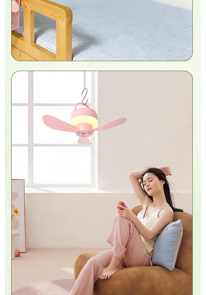 Smart USB Rechargeable Fan with Night Light for Dorms and Camping