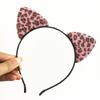 Korean Cute Leopard Print Cat Ear Hair Accessories Sweet Super Adorable Cartoon Headband Trendy Hair Clip for Selfie
