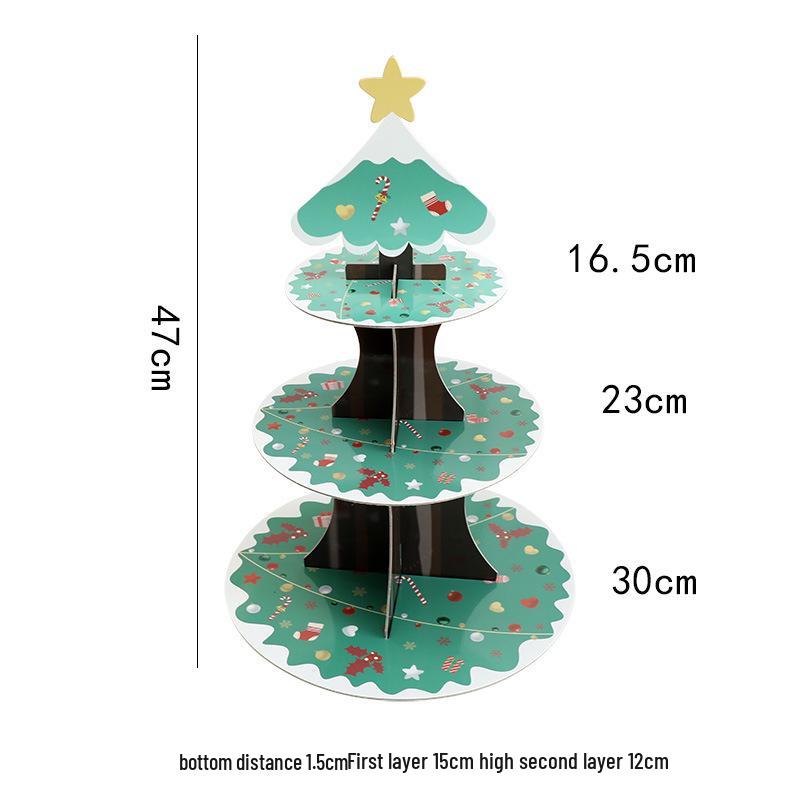 Üç Katlı Yılbaşı Tatlılık: Parti Dekorasyonu İçin Noel Baba & Ağaç Pasta Standı