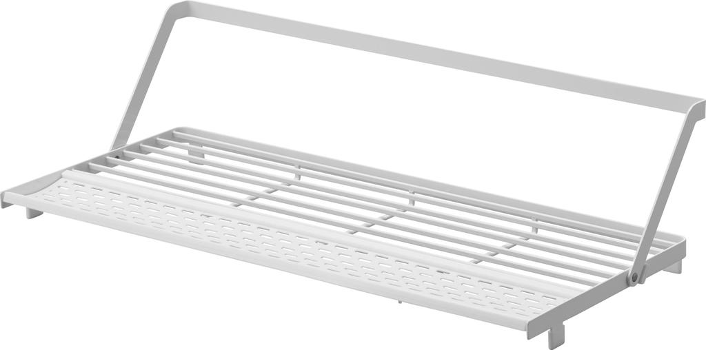 Yamazaki Slim Dish Drying Rack with Silicone Tower for Water Movable Stand with Tray for Small 10581 Over-the-Sink Tray, White, W55.2×D24.5×H3.1cm,