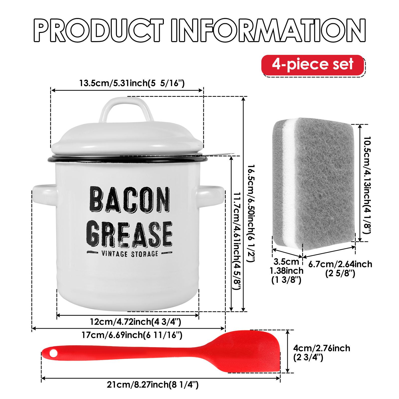 

46oz Grease Container Oil Can Enamel Jar with Strainer Grease Can Spices Condiment Sugar Storage Can Kitchen Tool Oil Keeper
