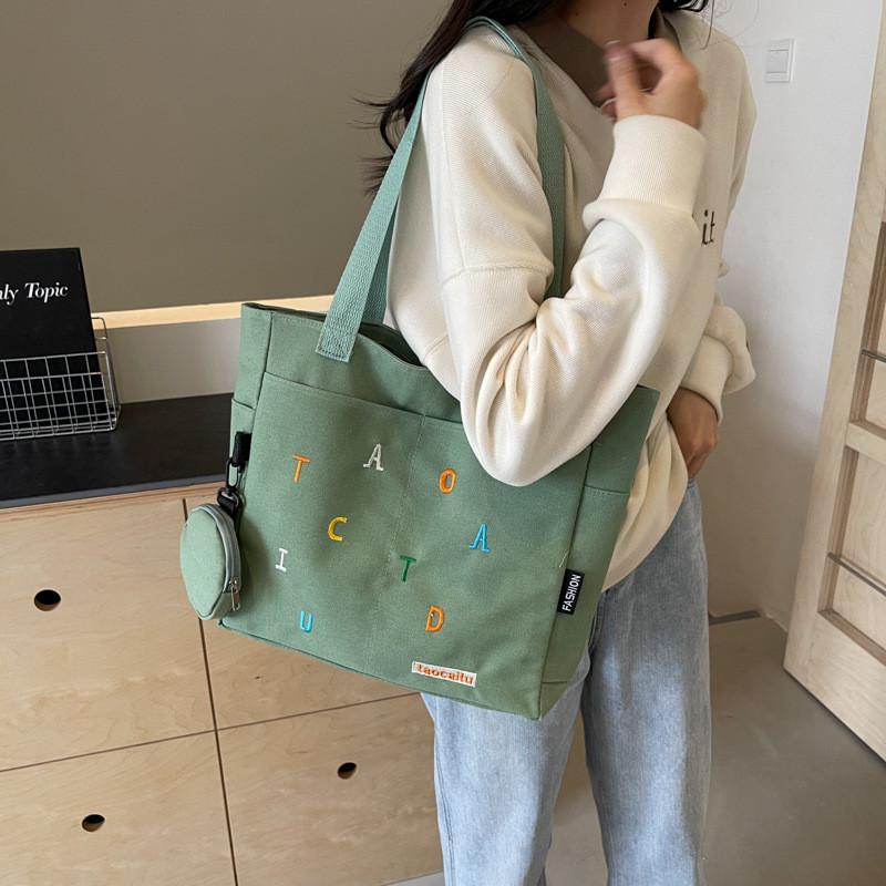 Simple Chic Canvas Shoulder Bag With Inner Pouch For Work And Leisure
