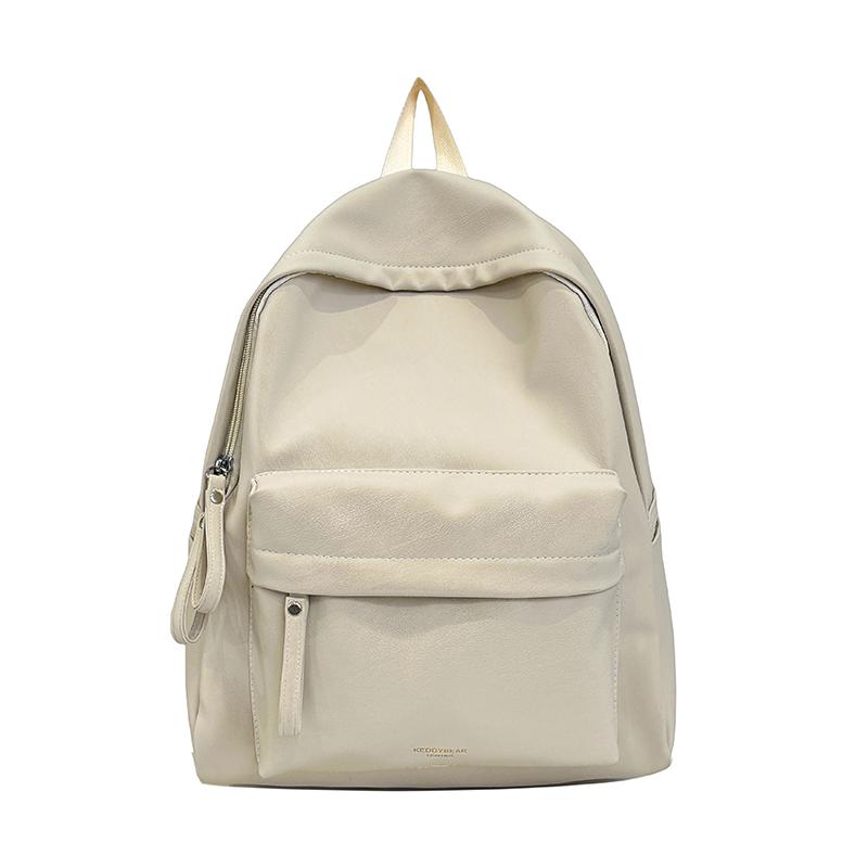 Minimalist Faux Leather Backpack Casual Daily Use Backpack for Women Simple Design Ideal for School Commute Travel and Everyday Outings No Pendant