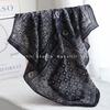 70x70cm Lightweight Square Scarf Women Vintage Black Floral Print Silk-Feel Neck Wrap UV Protection Stylish Accessory