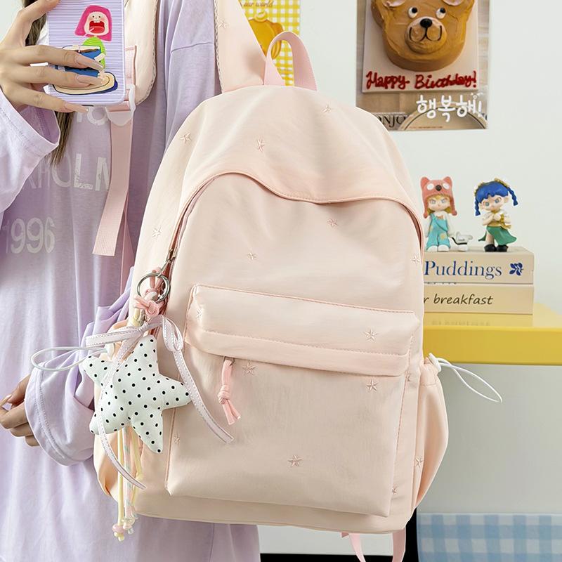 Schulrucksack1011 Herbst neuer Rucksack große Kapazität Einschulung Mittelschüler Schulrucksack mehrfarbiger Rucksack mit Stickerei-Schleife
