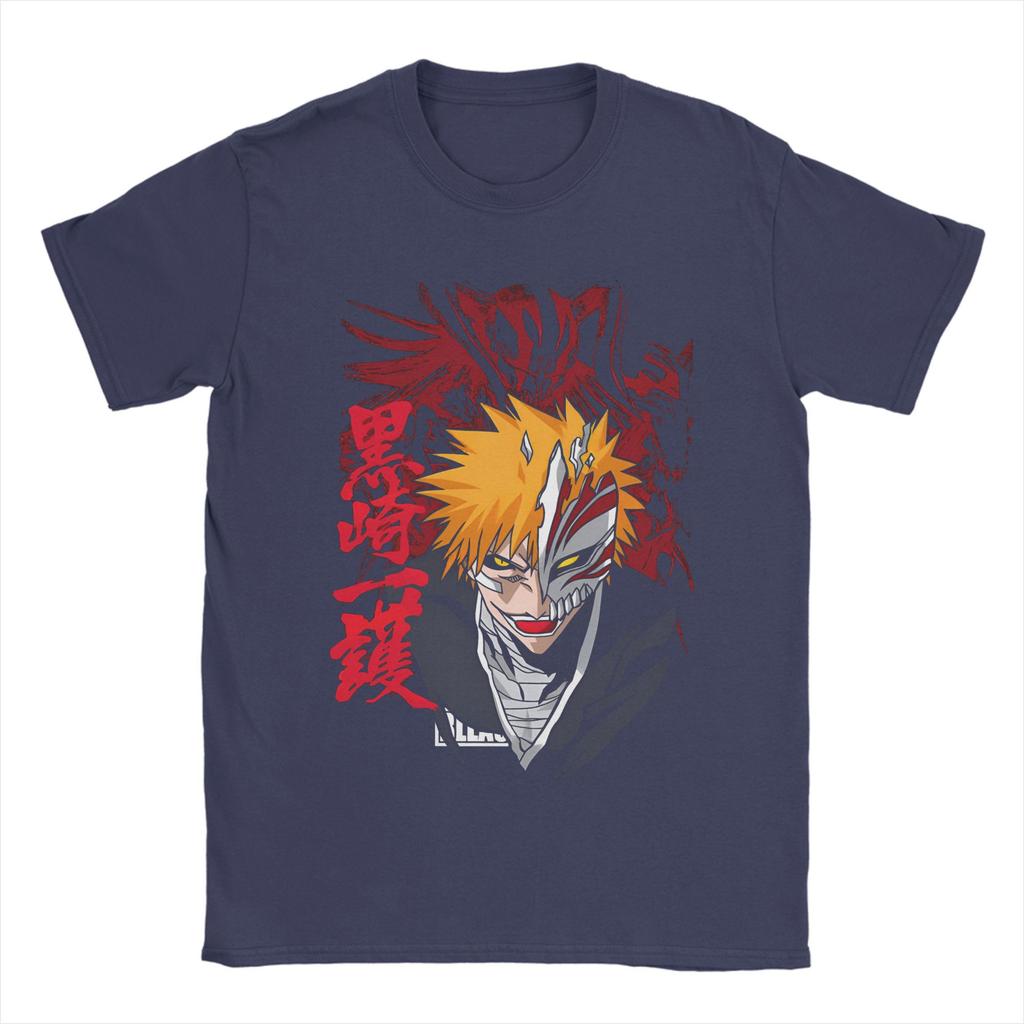 Bleach Ichigo Kurosaki T Shirts for Men Cotton Vintage T-Shirt Crewneck Tee Shirt Short Sleeve Clothes New Arrival