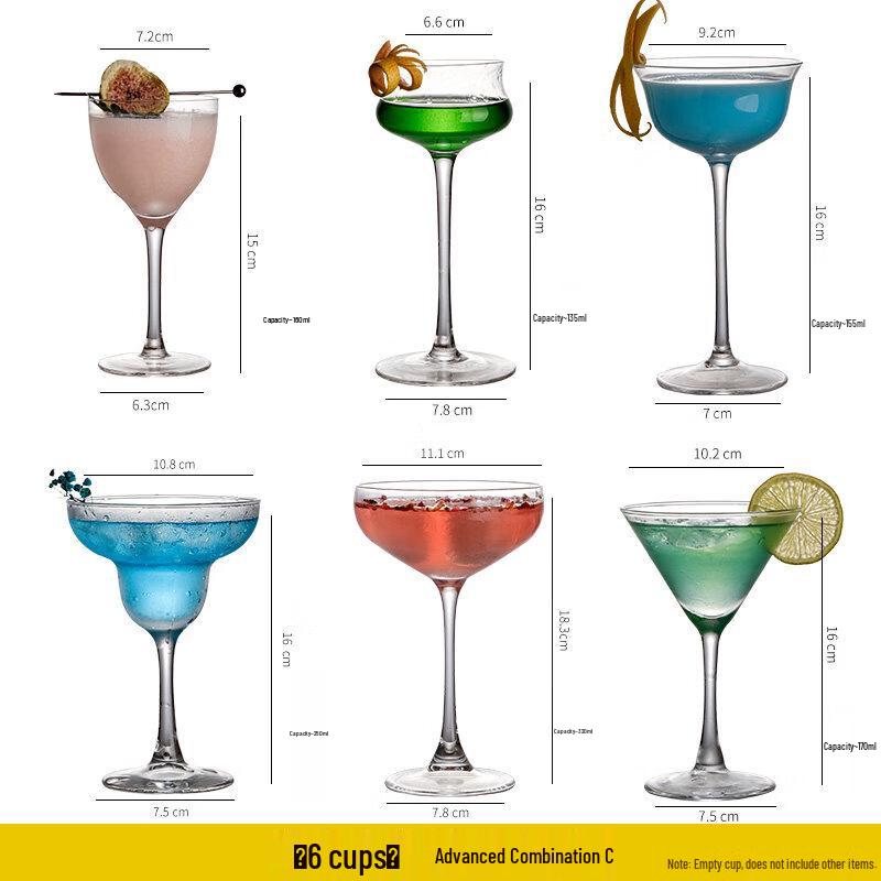 Elegant Glass Cocktail & Beverage Cup Set