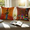 Abstract Painting African LPillow Case Sofa and Living Room Decorative Cushion Covers Dust-proof and Mite-proof Invisible Zipper