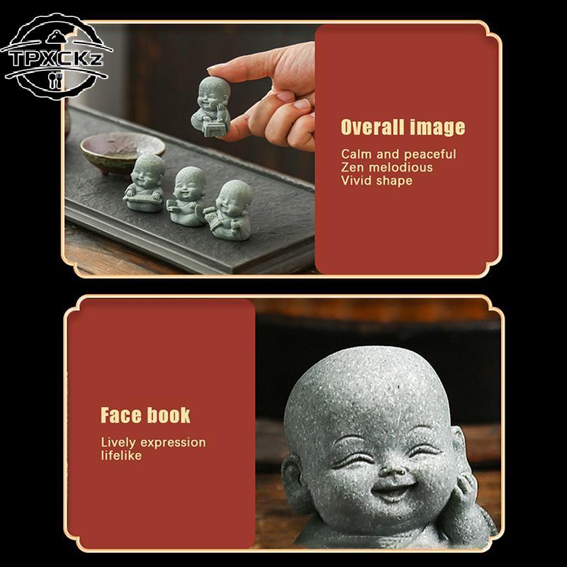 1/4Pcs Home Decor Cute Stone Little Monk Statues With Serene Zen Vibes Ornament For Meditation Space Desk Meaningful Gifts