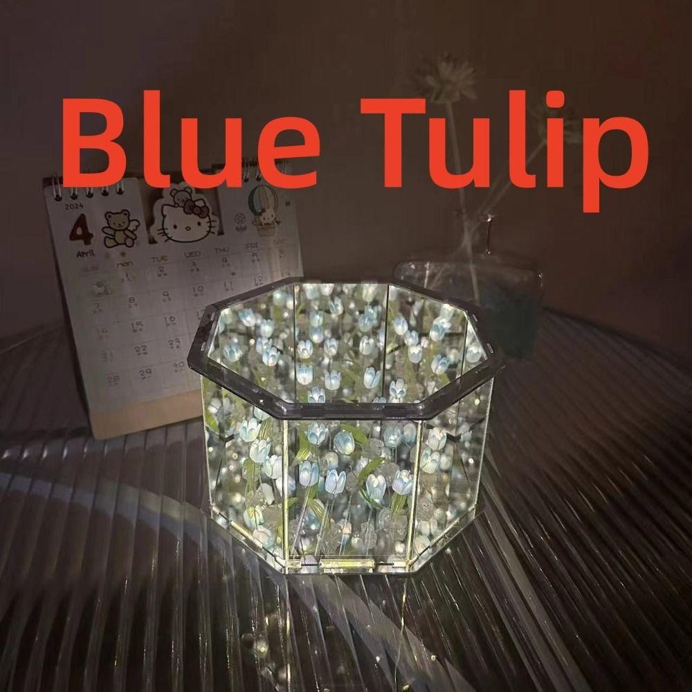 DIY Material Package Handmade Tulip Mirror Desktop Decoration Small Night Light  for Living Room