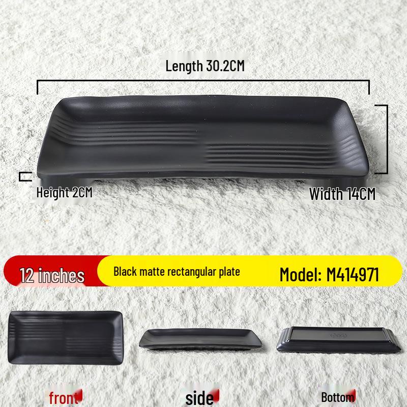 Matte Black Melamine Plate for Hot Pot, BBQ, or Kebab Shops