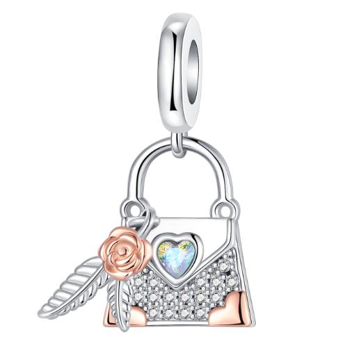 Romantisches Thema Echte Kupfer Lippenstift Schuhe Tasche Anhänger Rucksack Perlen Anhänger Passend für Damen Armband Halskette DIY Feiner Feiner Schmuck Geschenkartikel