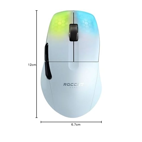 ROCCAT Gaming Mouse Kone Pro Air Wireless 2.4GHz/Bluetooth White/White Optical/19K/Optical Switch/Side Button/Lightweight 75g/PTFE/Reflex/RGB German D