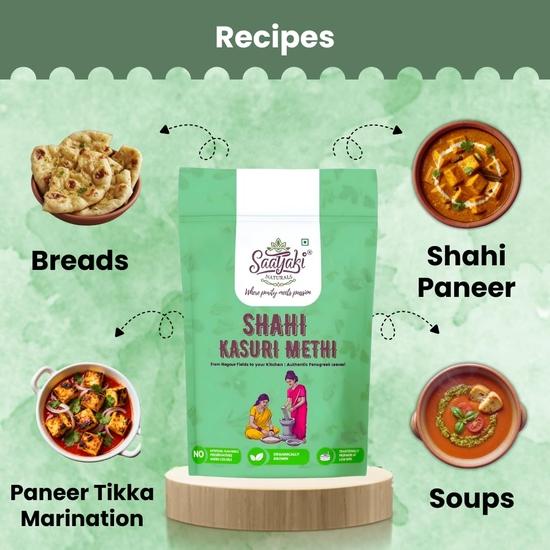 Saatyaki Naturals Organic Kasuri Methi - 50gm |Pure Kasoori Methi for Cooking, Non-GMO, Gluten-Free Vendhaya Keerai – Dry Fenugreek Leaves