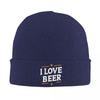 I Love Beer Bonnet Hats TEXT Beanie Hats Printed Knit Hat Winter Y2K Cool Men Women Unisex Outdoor Sport Thermal Elastic Cap