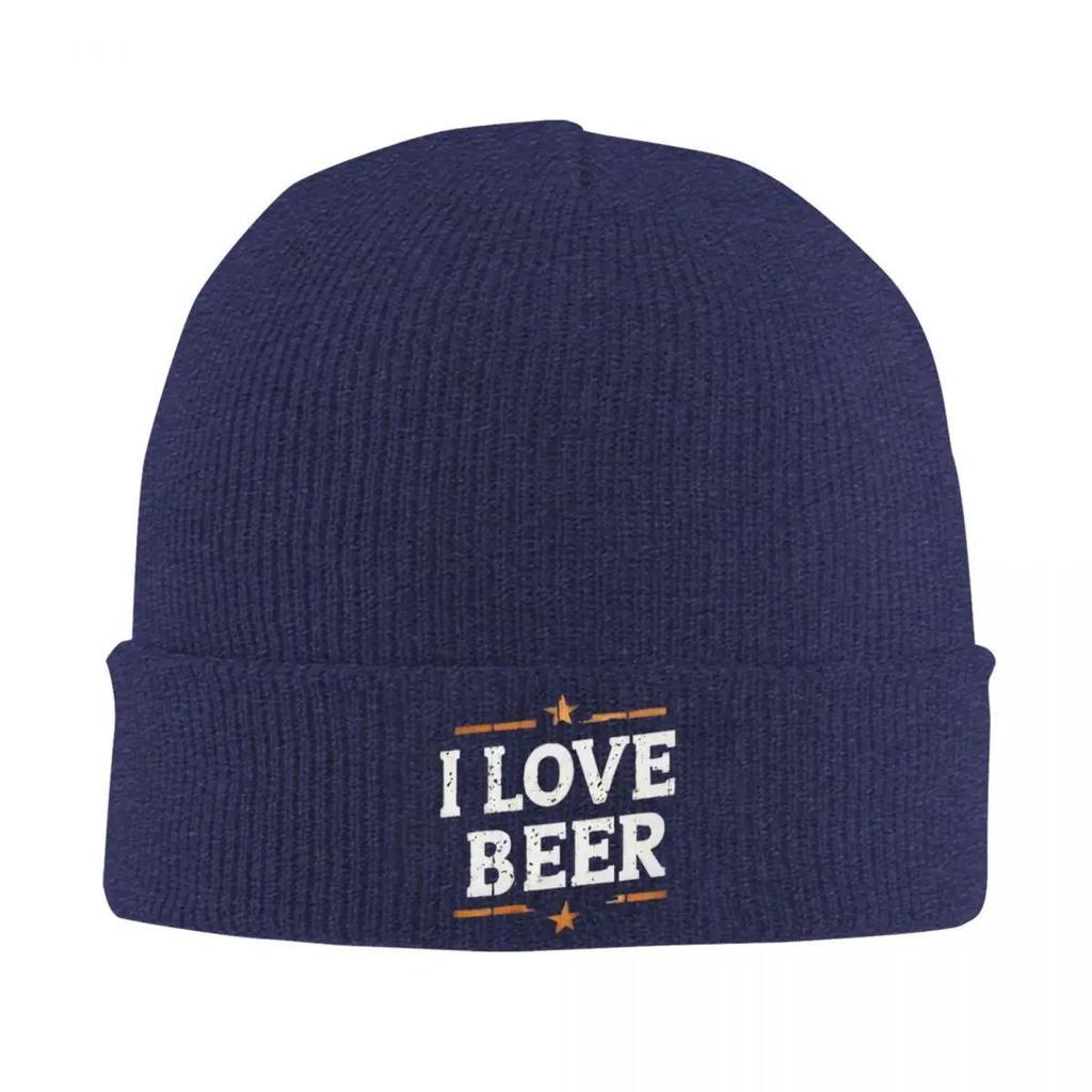 I Love Beer Bonnet Hats TEXT Beanie Hats Printed Knit Hat Winter Y2K Cool Men Women Unisex Outdoor Sport Thermal Elastic Cap